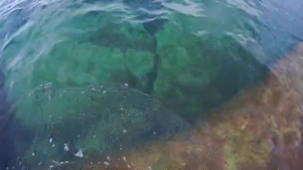 Unterwasserspaziergang Ins Meer Gehen Sie Auf Wasser Kaspisches Meer Juni — Stockvideo