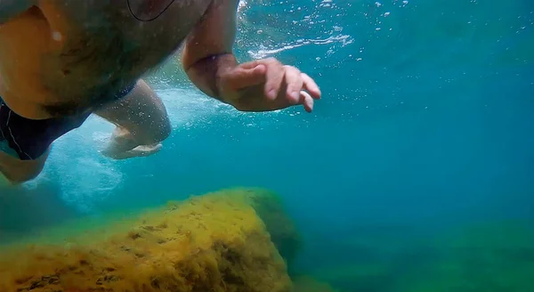 Underwater Walk Sea Caspian Sea June 2020 Year — Stock Photo, Image