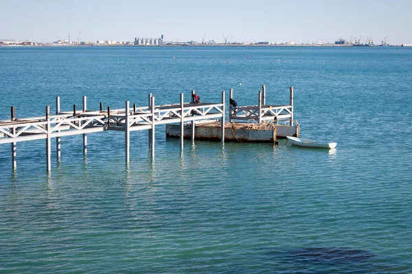 Construcción Del Muelle Kazajstán Ciudad Aktau Octubre 2019 Año Trabajo — Foto de Stock