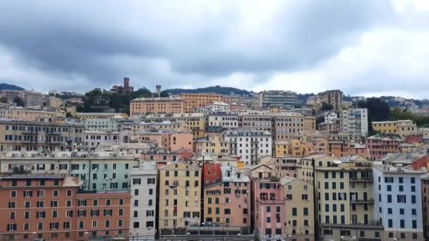 Kleurrijke Gebouwen Genua Italië — Stockvideo
