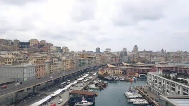 Uitzicht Haven Genua Italië — Stockvideo