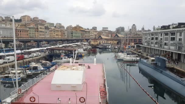 Utsikt Över Hamnen Genua Italien — Stockvideo