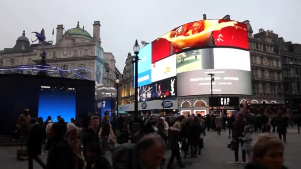 London England December 2016 Skyltarna Piccadilly Circus Julen Piccadilly Circus — Stockvideo