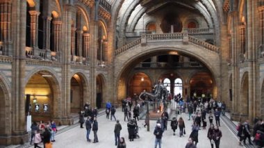 Londra, İngiltere - 18 Aralık 2016: insanlar Doğal Tarih Müzesi yürüme. South Kensington'da bulunan, şehrin en önemli turistik biridir.