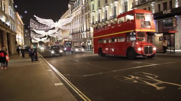 Londyn Anglia Grudnia 2016 Dekorację Świąteczną Oxford Street Drogi Znajduje — Wideo stockowe