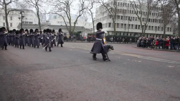 ロンドン イギリス 2016 陛下の足近衛コールド ストリーム 連隊によって実行される警備員の変遷 — ストック動画
