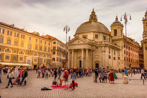 Rzym Włochy Maja 2015 Ludzi Grających Muzykę Piazza Del Popolo — Zdjęcie stockowe