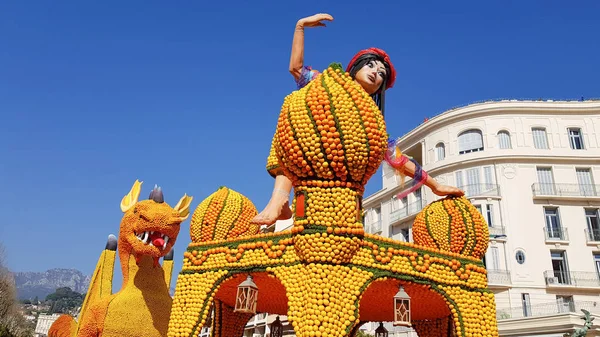 Menton França Fevereiro 2019 Arte Feita Limões Laranjas Famoso Lemon — Fotografia de Stock