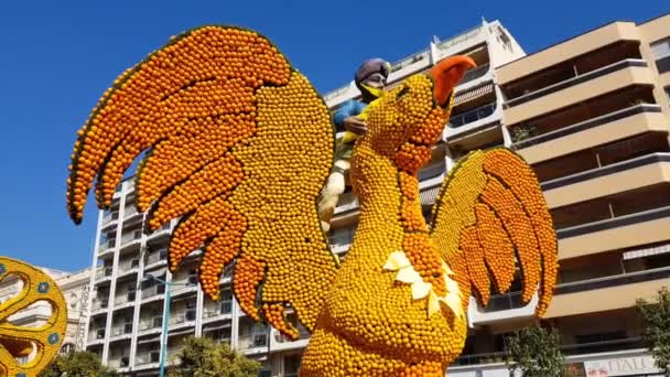 法国门顿 2019年2月17日 在法国门顿著名的柠檬节 Fete Citron 柠檬和橙子制成的艺术 著名的果园每年接待230 000 — 图库视频影像