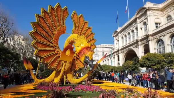 Menton France February 2019 Art Made Lemons Oranges Famous Lemon — Stock Video