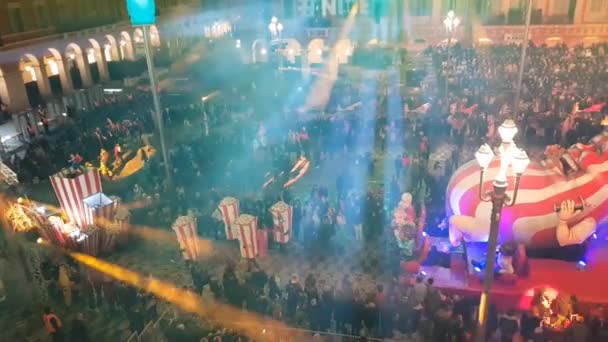 Nice França Fevereiro 2019 Pessoas Comemorando Carnaval Praça Massena Evento — Vídeo de Stock