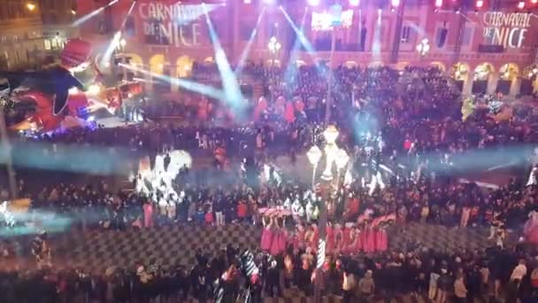 Nizza Francia Febbraio 2019 Persone Che Festeggiano Carnevale Piazza Massena — Video Stock