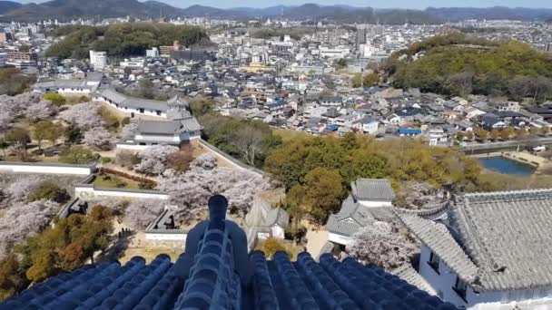 Vista Del Castillo Himeji Desde Cima — Vídeos de Stock