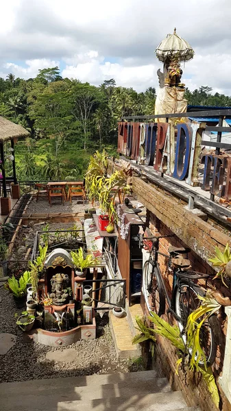 Bali Indonesia Junio 2019 Vista Los Cafés Tegallalang Con Las —  Fotos de Stock