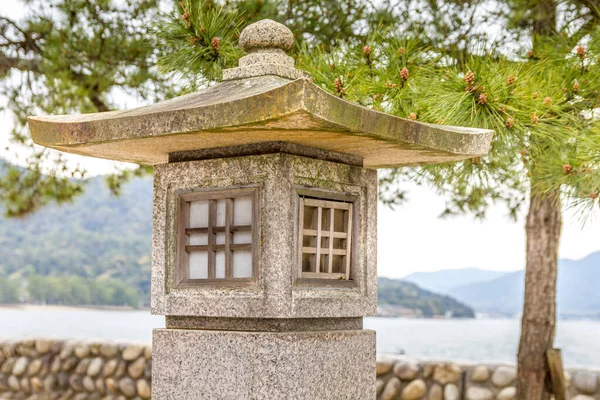 Farol Piedra Isla Miyajima Japón —  Fotos de Stock