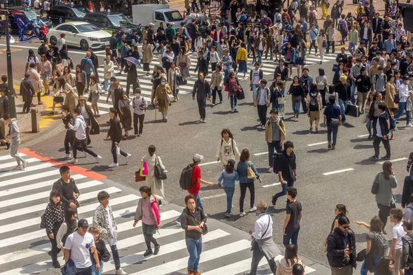 Tokio Japón Abril 2019 Gente Caminando Por Área Shibuya Centro — Foto de Stock