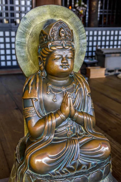 Statue Eines Buddhas Der Bronze Betet — Stockfoto