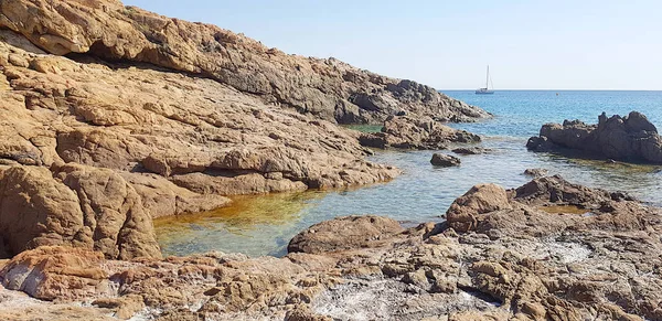 Stenen Piana Strand Corsica Frankrijk — Stockfoto