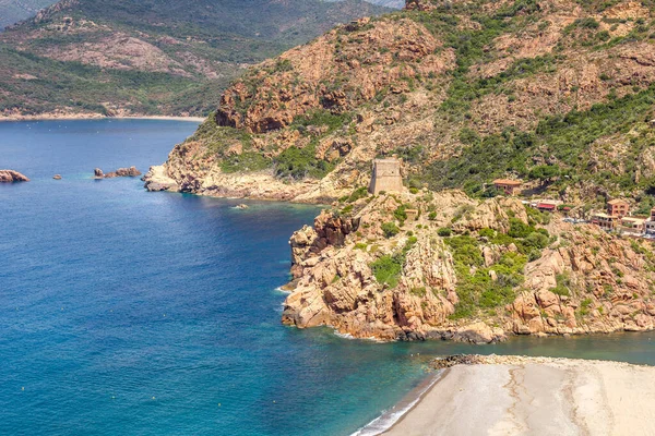 Город Порту Ручьи Пьяна Calanques Piana Корсике Франция — стоковое фото