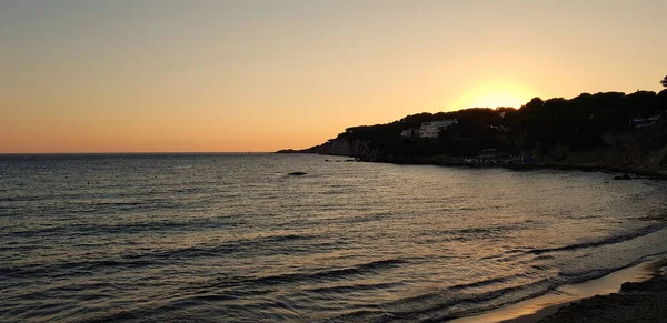 Puesta Sol Playa Portissol Sanary Sur Francia — Foto de Stock