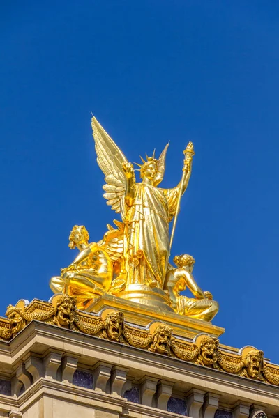 Golden Statue Opera Garnier Paris France — Stock Photo, Image