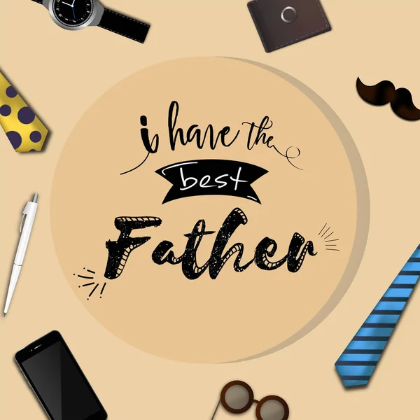 Happy Father Day Celebration Concept Necktie Wrist Watch Smart Phone — Stock Vector
