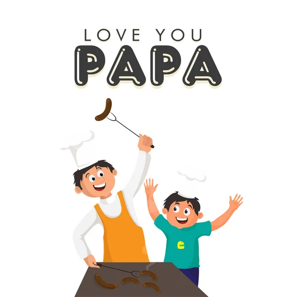 Happy Father Day Celebration Concept Father Son Duo Enjoying Cooking — стоковый вектор