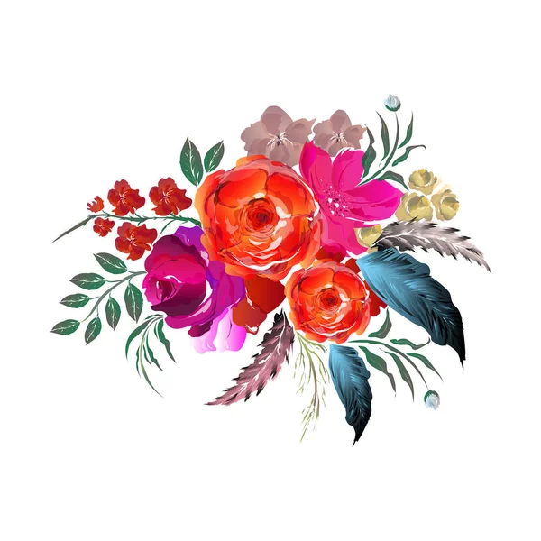 Hermosas Flores Acuarela Decoradas Fondo Puede Utilizar Como Tarjeta Felicitación — Vector de stock