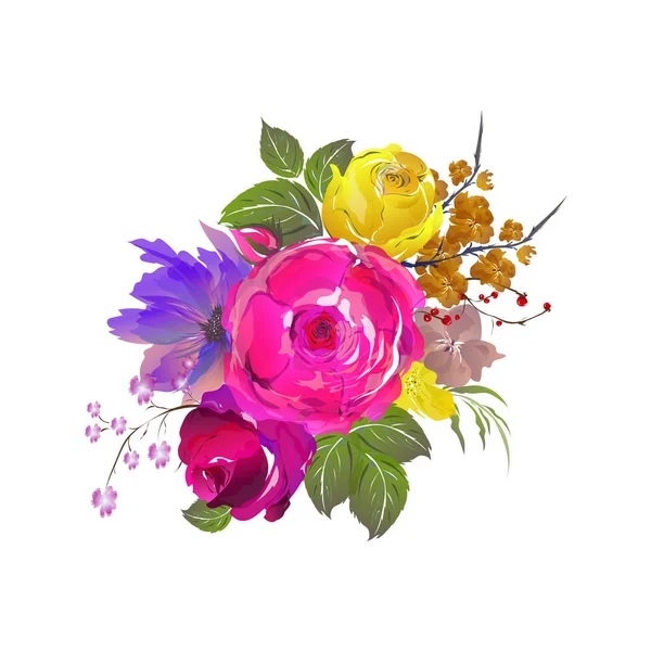 Красиві Акварельні Квіти Прикрашені Фоном Може Використовуватися Вітальна Листівка Або — стоковий вектор