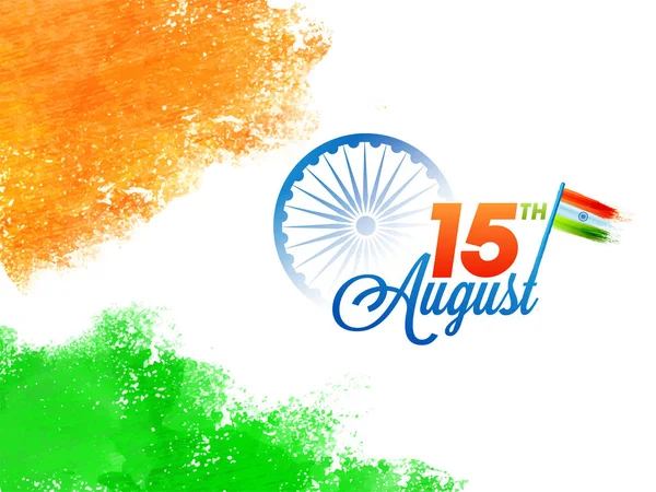Agosto Concepto Celebración Del Día Independencia India Con Rueda Ashoka — Vector de stock