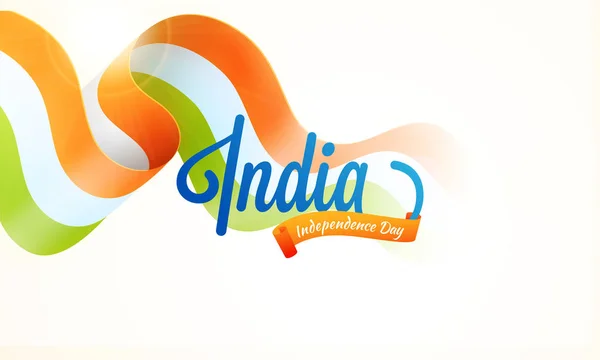 Ruban Agitation Indien Tricolors Avec Texte Élégant Inde — Image vectorielle
