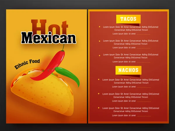 Menu Mexicain Pour Restaurant Café — Image vectorielle