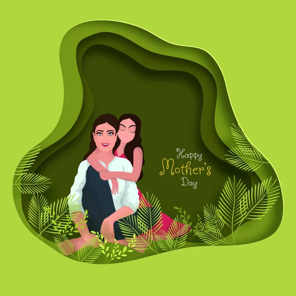 Concepto Celebración Del Día Madre Feliz Con Una Joven Que — Vector de stock