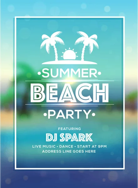 Summer Beach Party Poster Banner Flyer Design View Beach — Stock Vector