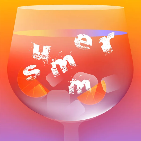 Mocktail Icu 立方体中时髦文本的夏日概念 — 图库矢量图片