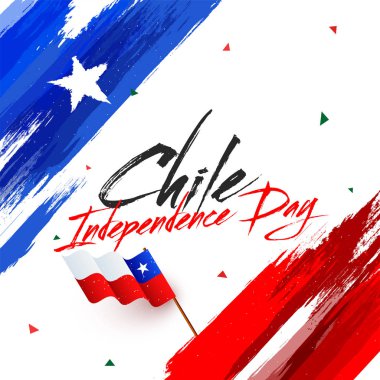 Independence Day of Chile with waving flag on grunge background. clipart