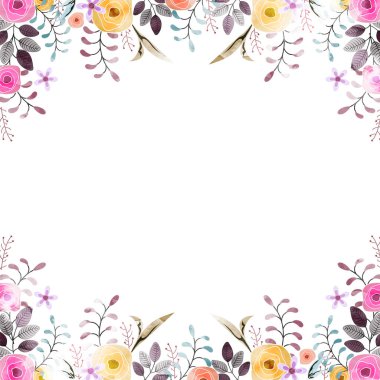 Sulu boya çiçekler çok güzel dekore edilmiş arka plan. Tebrik kartı veya davetiye kartı tasarım olarak kullanılabilir.