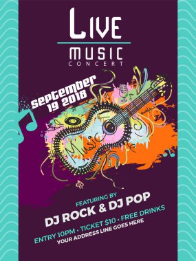 Müzik el ilanı, afiş veya banner tasarımı.