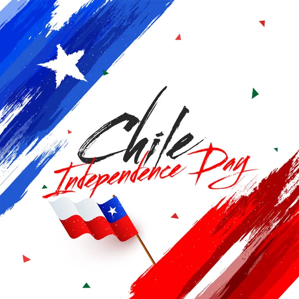 Independence Day Chile Waving Flag Grunge Background — Stock Vector