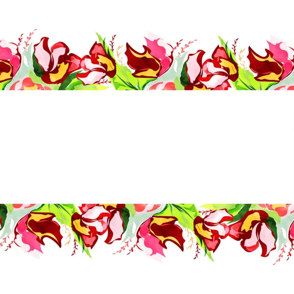 Hermosas Flores Acuarela Decoradas Fondo Puede Utilizar Como Tarjeta Felicitación — Vector de stock