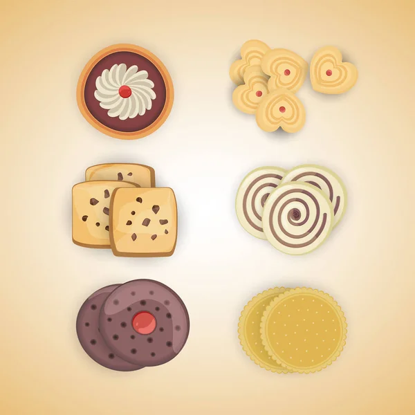 Cookies Set Cartoon Vector Food Icons — Stock Vector