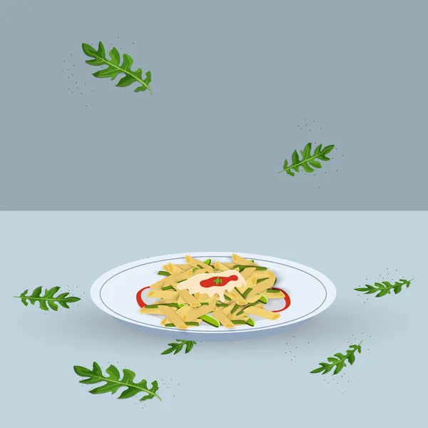 Ilustración Pasta Con Salsa Roja — Vector de stock