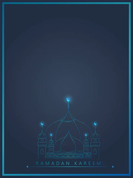 Glowing Mosque Blue Background Ramadan Kareem Concept — Stock Vector