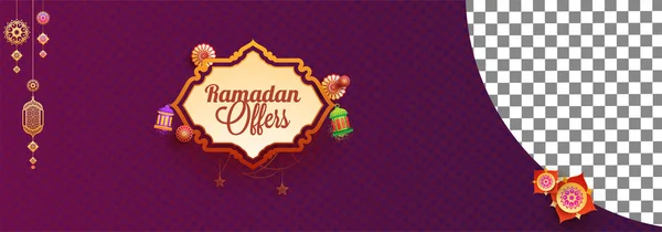 Web Header Banner Design Stylish Text Ramadan Offer Space Your — Stock Vector