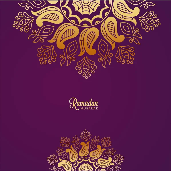 紫色の背景に金色の花のデザイン — ストックベクタ