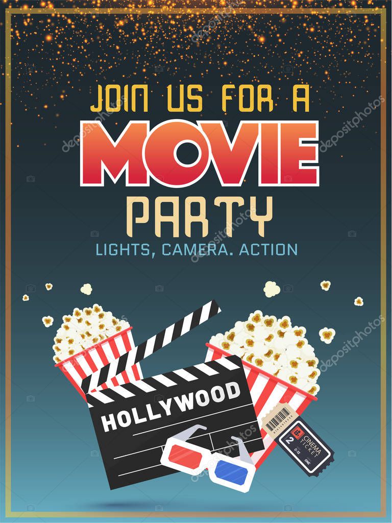 Cinema, movie time flyer, poster or banner design.