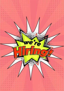 Biz işe Poster veya Banner tasarımı vardır. İş Vacancy reklam kavramı.