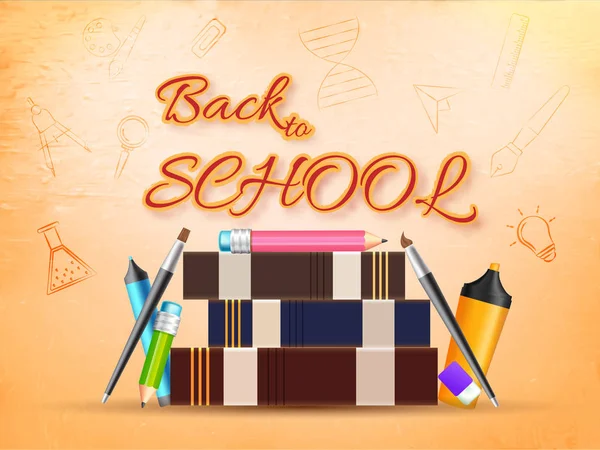 Terug Naar School Poster Banner Ontwerp — Stockvector