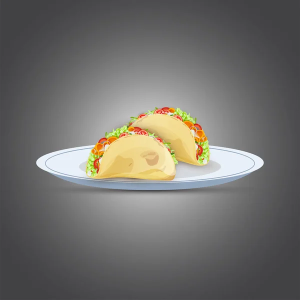 Tradiční Mexický Tacos Šedém Pozadí — Stockový vektor