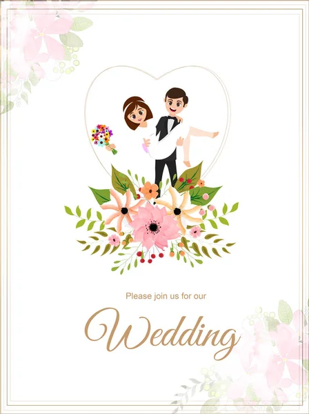Date Wedding Invitation Card Design — Stock Vector